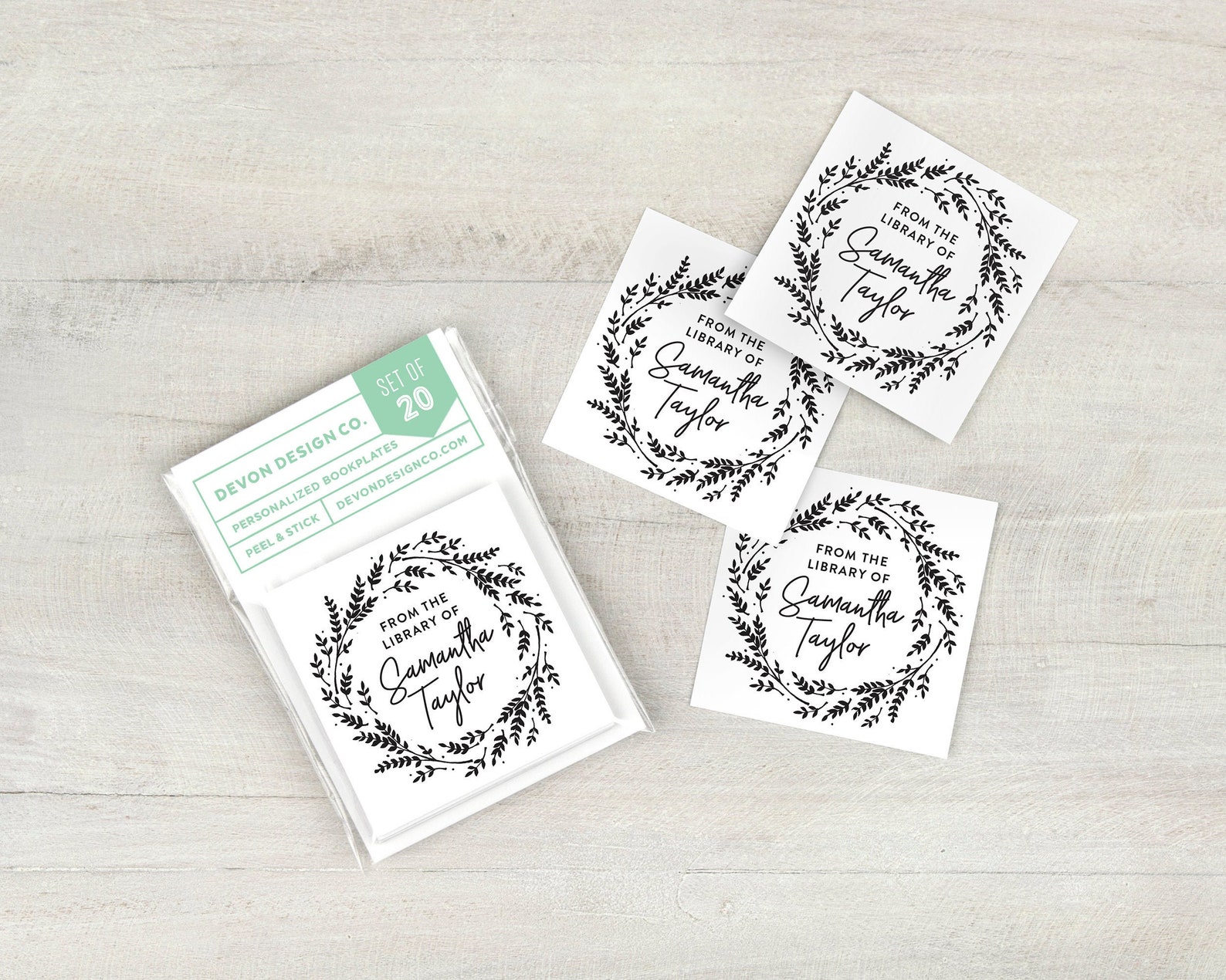 Personalized Book Labels Bookplate Stickers Set of 20 Book Etsy