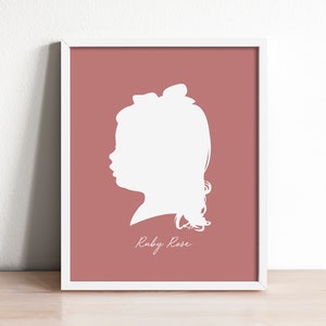 modern silhouette portrait, christmas gift for mom, custom silhouette portrait, child silhouette print, unframed keepsake print image 9