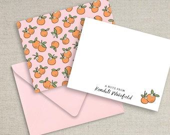 Personalized Clementine Notecard Set: Citrus Stationery Gift