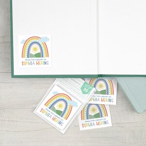 kids rainbow custom bookplates, 2 inch childrens book stickers, rainbow book labels, book club gift, gift for book lovers, gift for teacher image 6