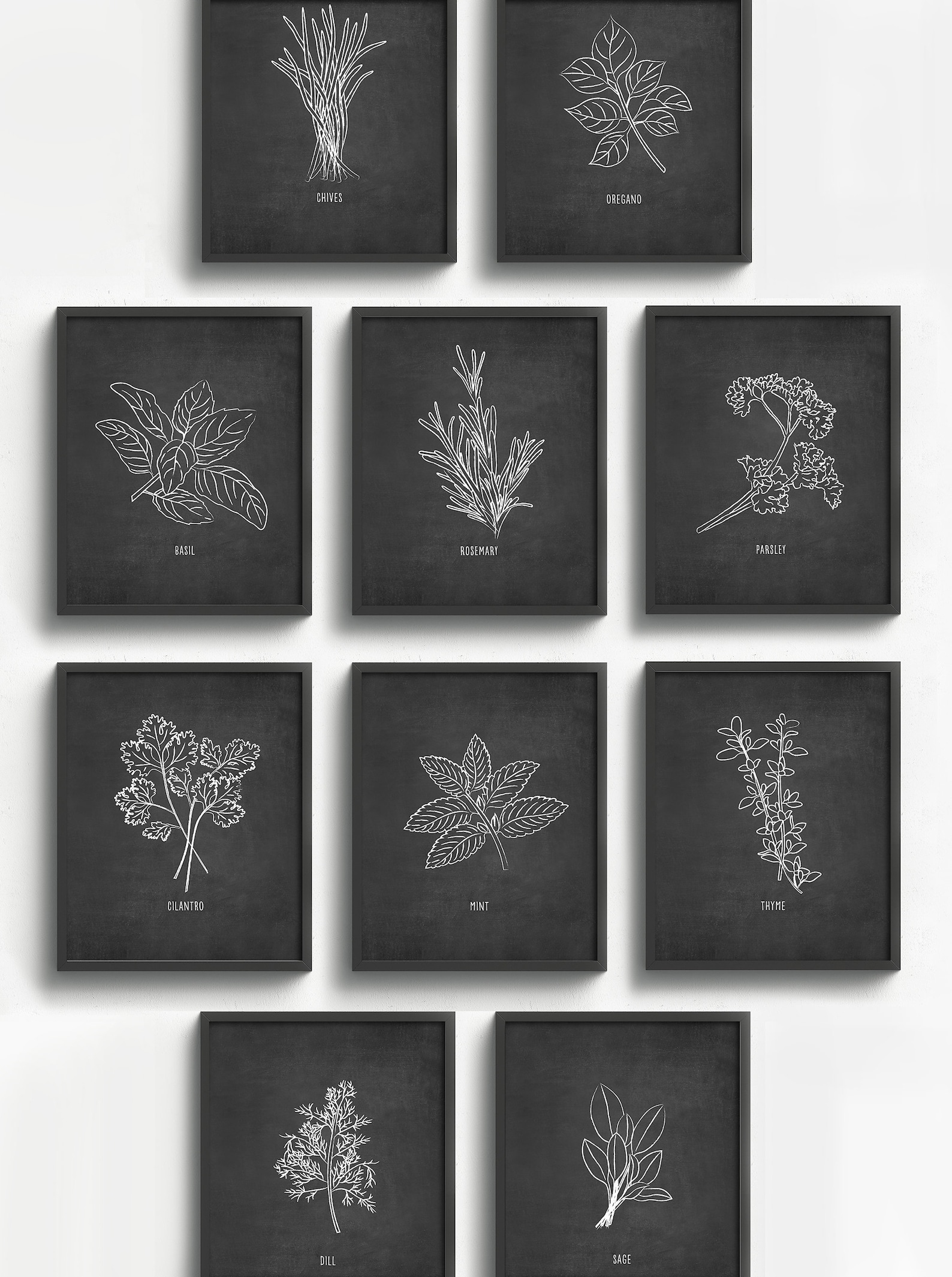 Black and White Herb Art Print Set Farmhouse Decor Kitchen - Etsy