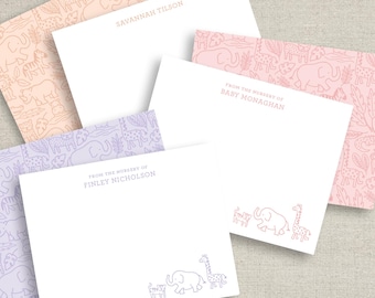 Safari Animal Baby Thank You Cards: Personalized Newborn Stationery
