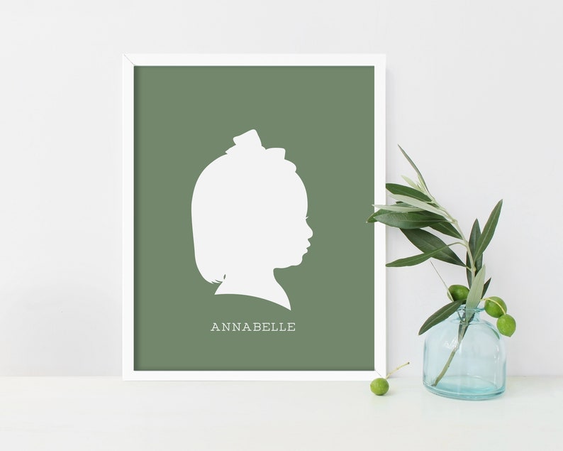 modern silhouette portrait, christmas gift for mom, custom silhouette portrait, child silhouette print, unframed keepsake print image 10