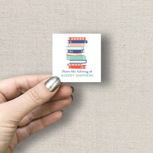 personalized bookplates, 2 inch custom bookplate stickers, set of 20, book club gift, gift for book lover, teacher gift image 3