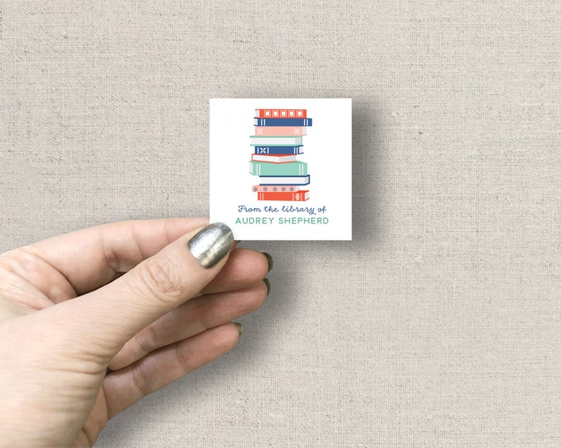 personalized bookplates, 2 inch custom bookplate stickers, set of 20, book club gift, gift for book lover, teacher gift image 3