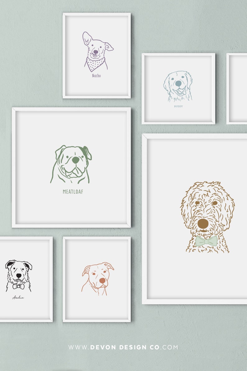 custom pet portrait, dog mom christmas gift, unframed art print, custom dog decor, dog drawing, gift for pet lover, pet keepsake memorial image 2