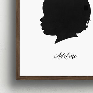 custom silhouette portrait, custom christmas gift for mom, black and white silhouette print, grandparents gift, family keepsake art print image 5