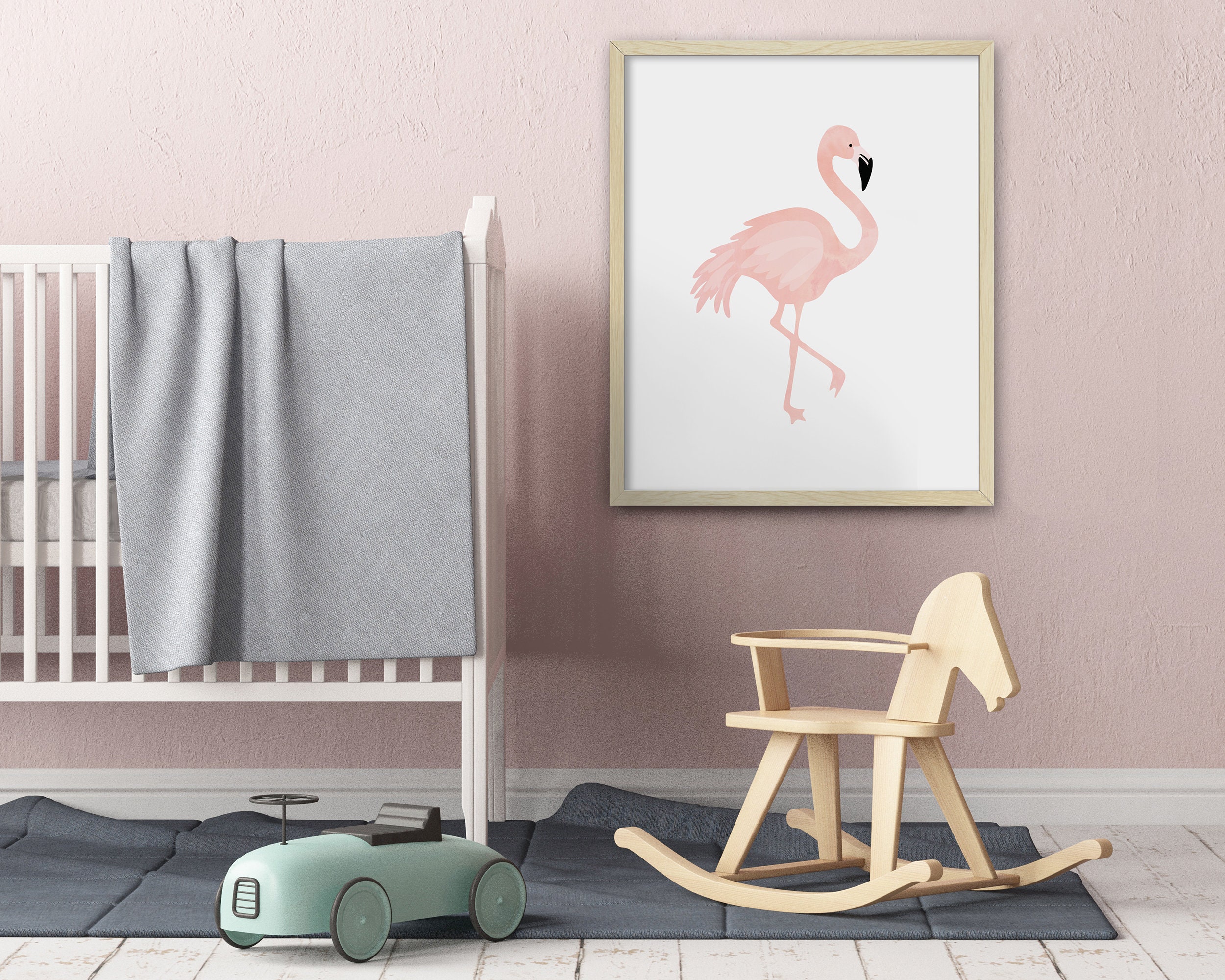 Flamingo print modern nursery art print flamingo wall art | Etsy
