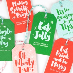 holiday wine bottle tags, christmas gift tags, wine labels, bottle tags, christmas packaging, wine gift tags, set of 12 printed tags Bild 9
