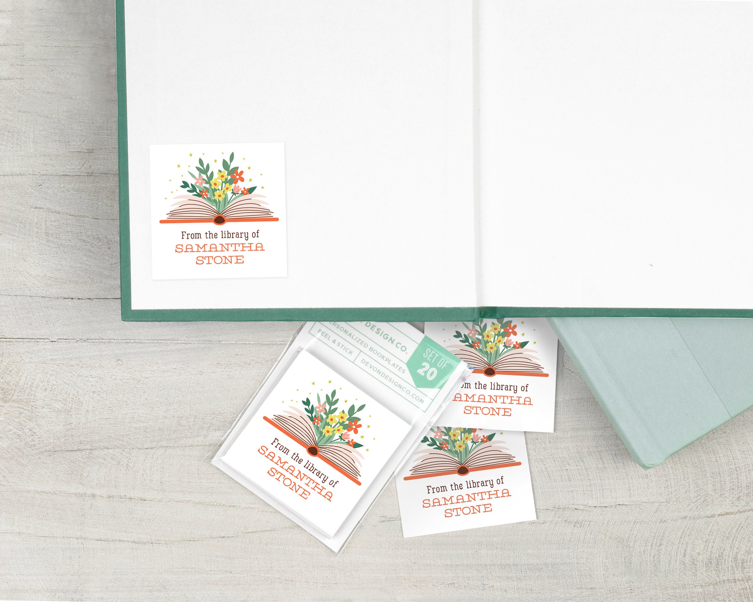 Personalized Bookplates With Cute Book Icon, 2 Inch Custom Book ...