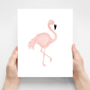 flamingo print, modern nursery art print, flamingo wall art, kids wall art, nursery decor, pink wall decor, girls room decor, tropical print Bild 6