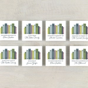 personalized bookplates with colorful books, 2 inch custom book label stickers, sets of 20, book club gift, gift for readers or teacher gift image 7