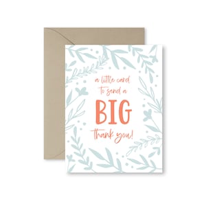Carte de remerciement, carte d'appréciation, juste pour dire merci, carte de gratitude, carte de correspondance florale illustrée, carte de correspondance pliée avec enveloppe