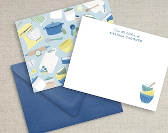 Personalized baking notecards, kitchen stationery, family note cards, personalized gift for her, cooking notecard set, from the kitchen of