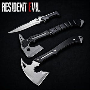 Resident Evil Leon Inspired Axe, Leon Kennedy Upgraded Hatchet Replica, Jack Krauser Knife, Gaming Collectible Mancave Decor, Birthday Gift