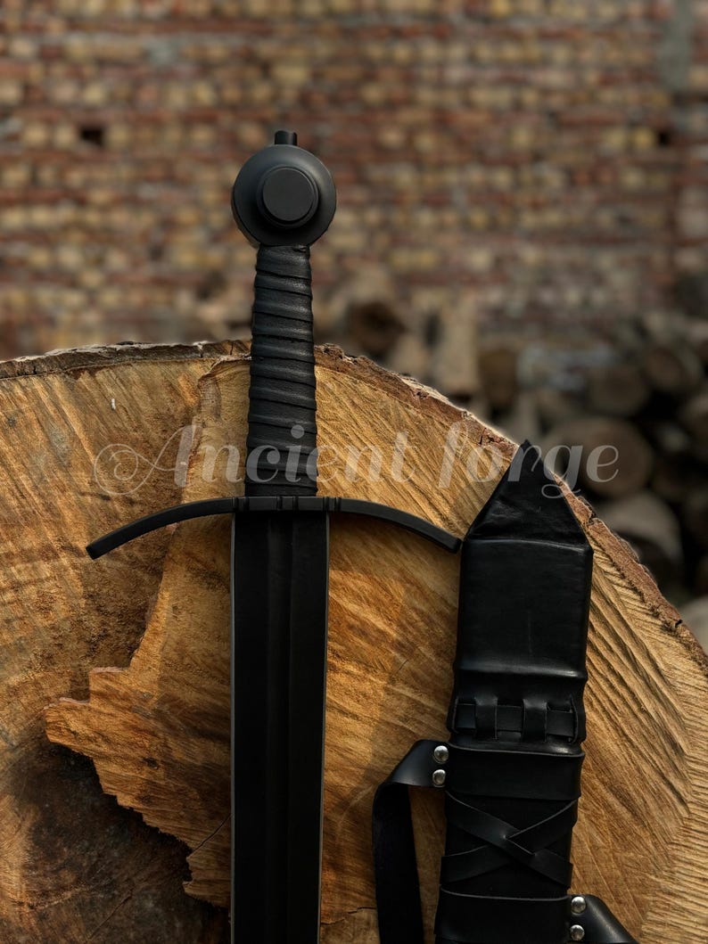 Custom Handmade Old Medieval Sword Black Viking Sword With Leather ...