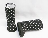 American Girl 18" doll boots  black and white polka dots by MegOrGirls