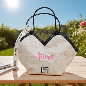 Personalized Straw Tote Bag – Custom Embroidered Beach Purse | Boho Bride Gift, Bachelorette Bag & Summer Girls Trip Vacation Bag