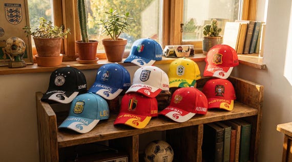 Custom Name World Soccer Hat – Brazil Argentina Germany France Italy Spain Portugal England Fan Cap | 2026 Football Supporter Gift