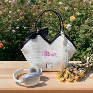 Personalized Straw Tote – Custom Bride & Bridesmaid Gift, Beach Wedding Bag, Summer Bachelorette Party Tote