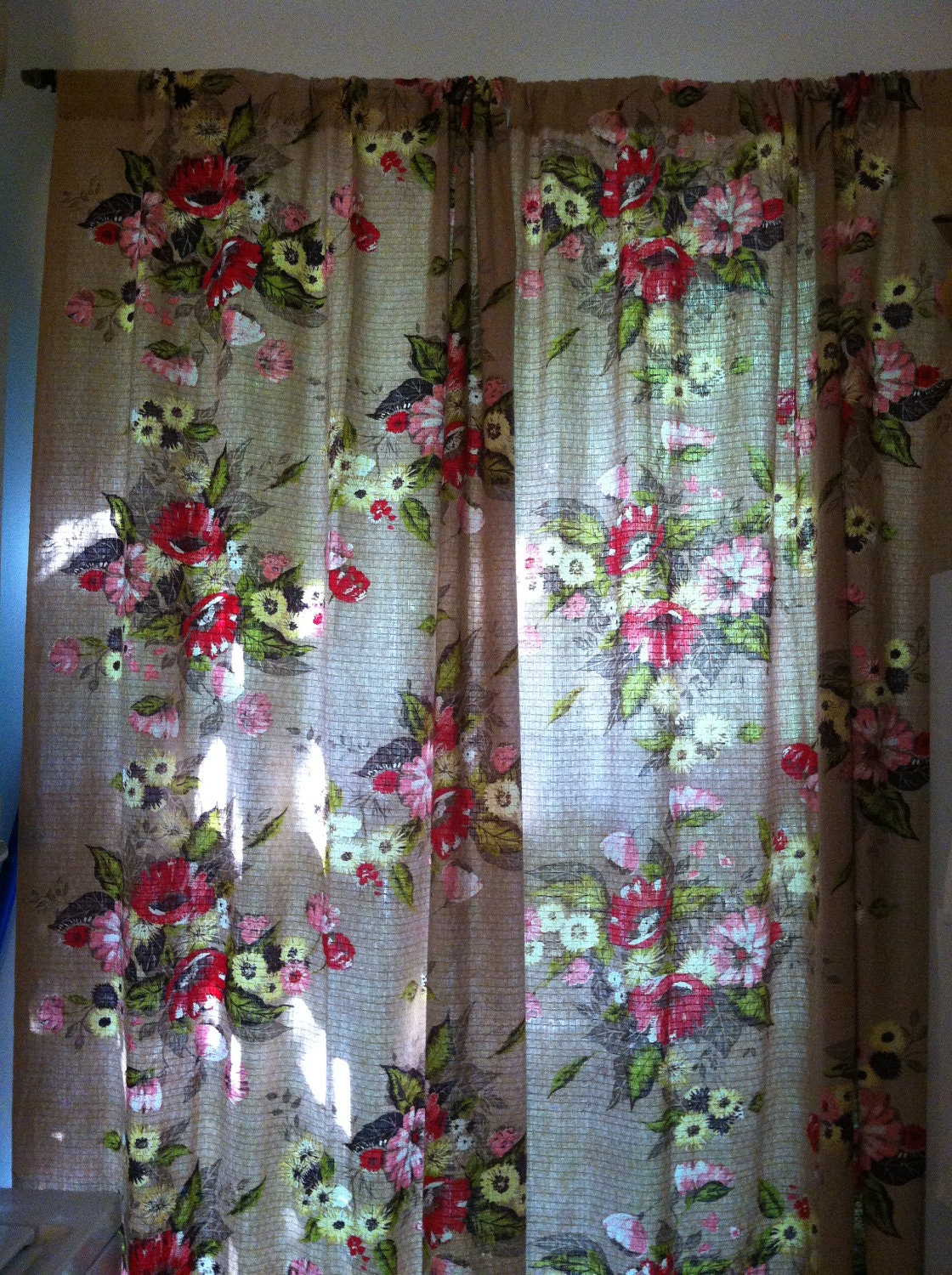 Vintage Floral Curtains 1940's 1950's | Etsy