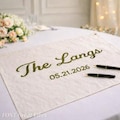Personalized Embroidered Wedding Guest Book Canvas Banner, Custom Last Name Sign, Handmade Wedding & Housewarming Gift for Couples