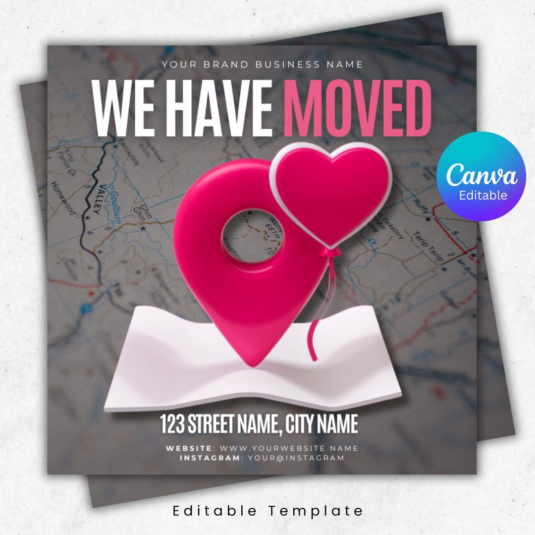 DIY We Have Moved Flyer, New Location Alert Social Media Post Template ...