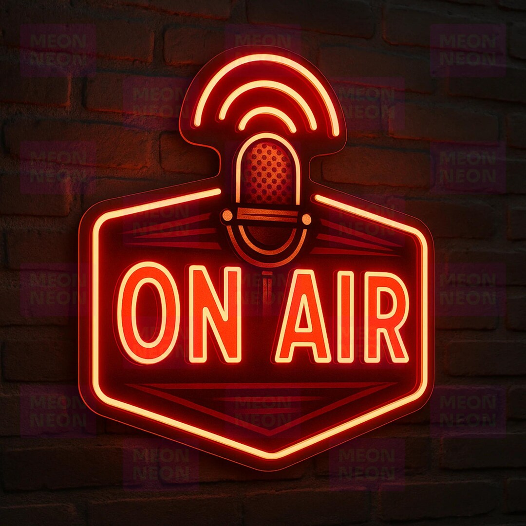 ON AIR Broadcasting LED Neon Sign - Vintage Microphone Design - Studio ...