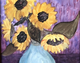 Sonnenblumen in blauer Vase, DIGITAL Print, INSTANT DOWNLOAD, 8 "x 10"