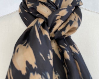 Silk Evening Wrap, Formal Shawl, Black Shawl, Artisan Silk Scarf, Hand Dyed,  Cancer Patient, Head Wrap, Neck Scarf, titled “Hidden Love”