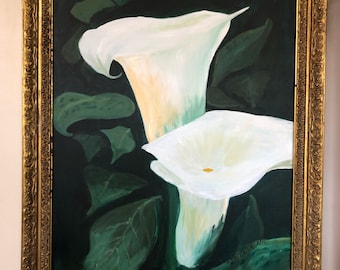 Calla Lily, DIGITALE PRINT van acrylverf, Instant DOWNLOAD, 8" x 10" en 11" x 14",