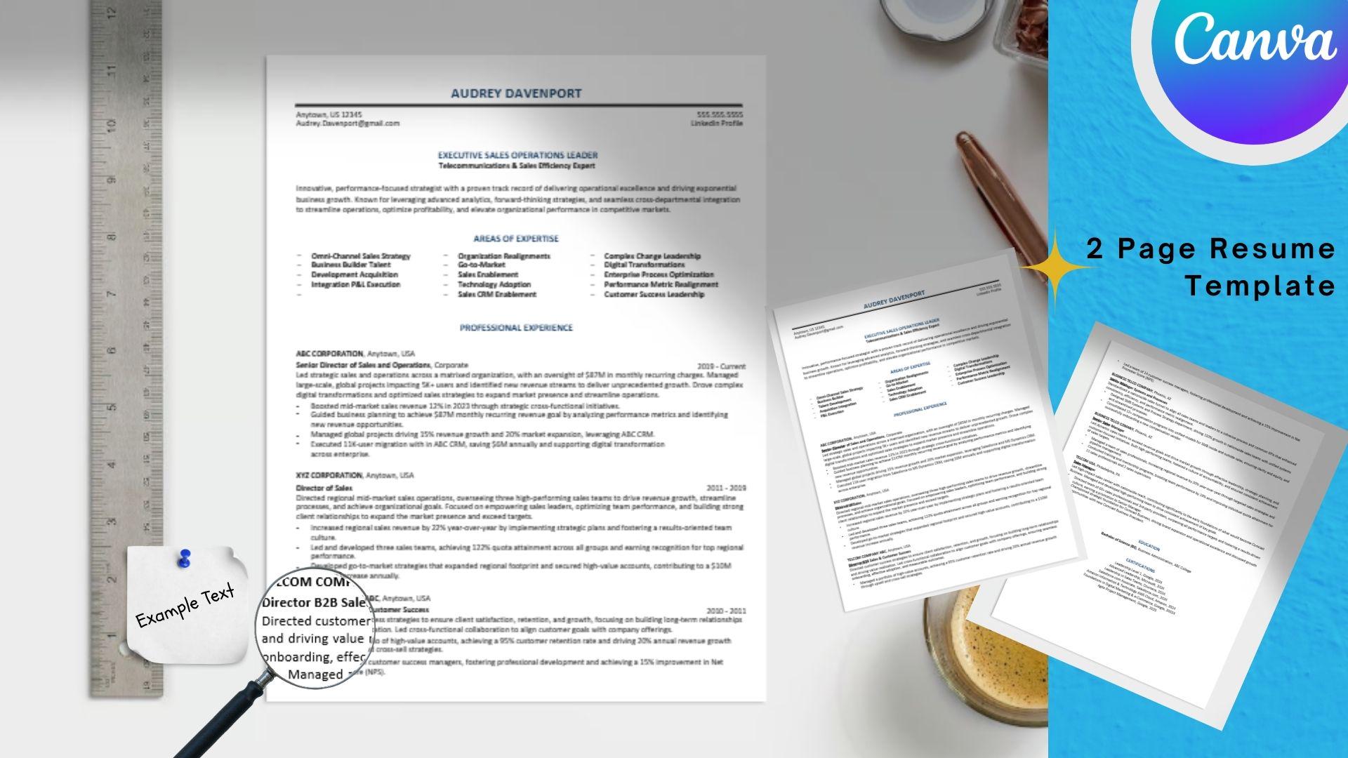 Canva Ats-friendly Resume Template | Executive & Graduate CV | Editable