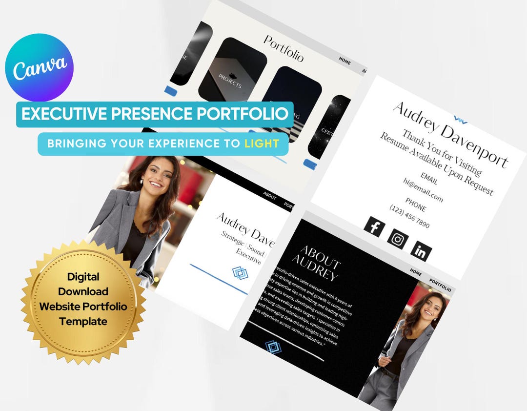 Canva Portfolio Website Template: Executive Presence Design (digital ...