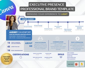 Executive Presence Canva Brand Kit: Resume & Interview Templates (Instant Download)