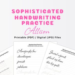 Práctica sofisticada de escritura a mano, libro de ejercicios imprimible, práctica de escritura a mano, práctica de escritura a mano para adultos, práctica de escritura a mano para adolescentes