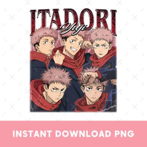 Itadori Yuji Anime PNG Design – Digital Download for Shirt, JJK Fan Art Sublimation, Cool Manga Style Graphic for Otaku & Anime Lovers