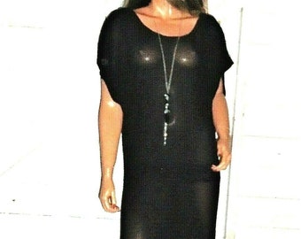 Vintage Nuance Black Lace Ruffled Bow Maxi Dress L