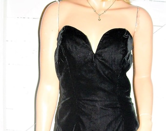 Karen Okada for David Howard Black Velvet Strapless Dress Sz 8