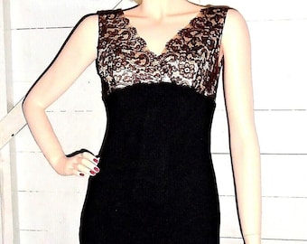 Vintage Black Burgundy Lace Dress 7