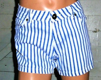 Colour Blue White Striped Shorts 8