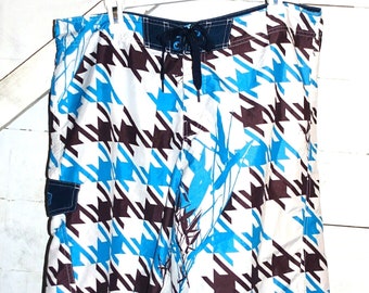 Brown Blue White Board Shorts 36