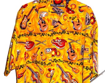 Camiseta naranja de instrumentos musicales de Box Office Island, talla XL