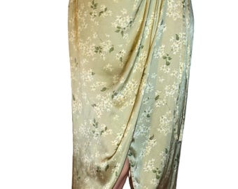 Rebecca Taylor Green Silk Floral Wrap Skirt 0