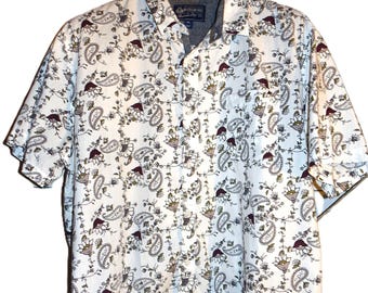 Camisa americana de cachemira blanca, gris y burdeos XXL
