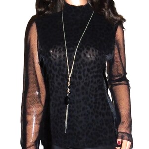 Vintage Croisee Black Velvet Sheer Blouse M
