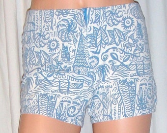 Vintage Esprit Blue White Hot Pants Shorts 3/4
