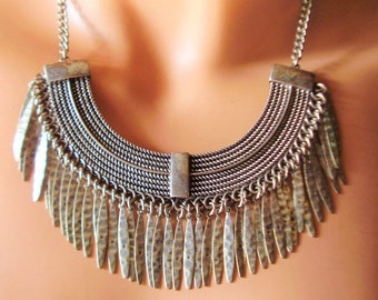 Silver Tone Fringe Chain Necklace