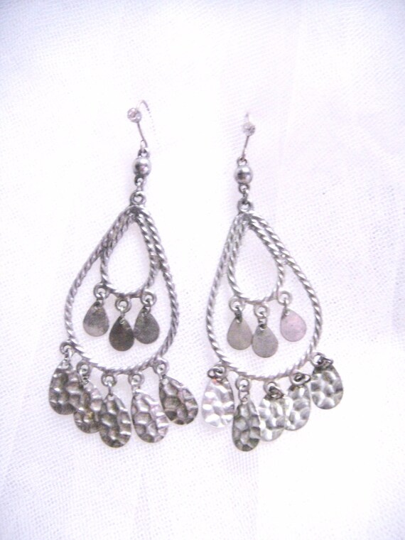 Silver Tone Chandelier Earrings - image 1