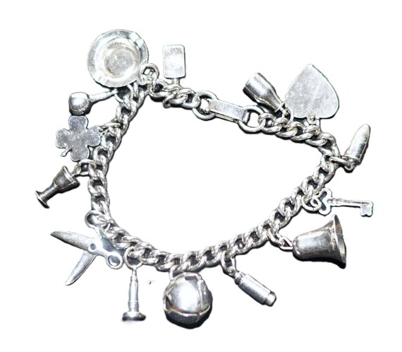 Silver tone Multi Charm Chain Bracelet - image 2