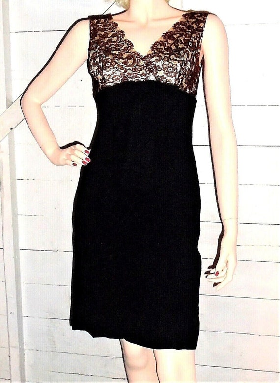 Vintage Black Burgundy Lace Dress 7
